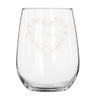 Personalized Floral Heart Stemless Wine Glass, Design: M5