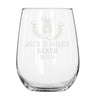 Personalized Western Stemless Wine Glass for a Couple, Design: N11