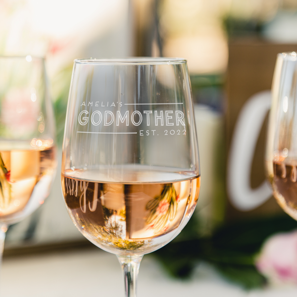 Personalized Godmother Wine Glass, Design: GMDA1