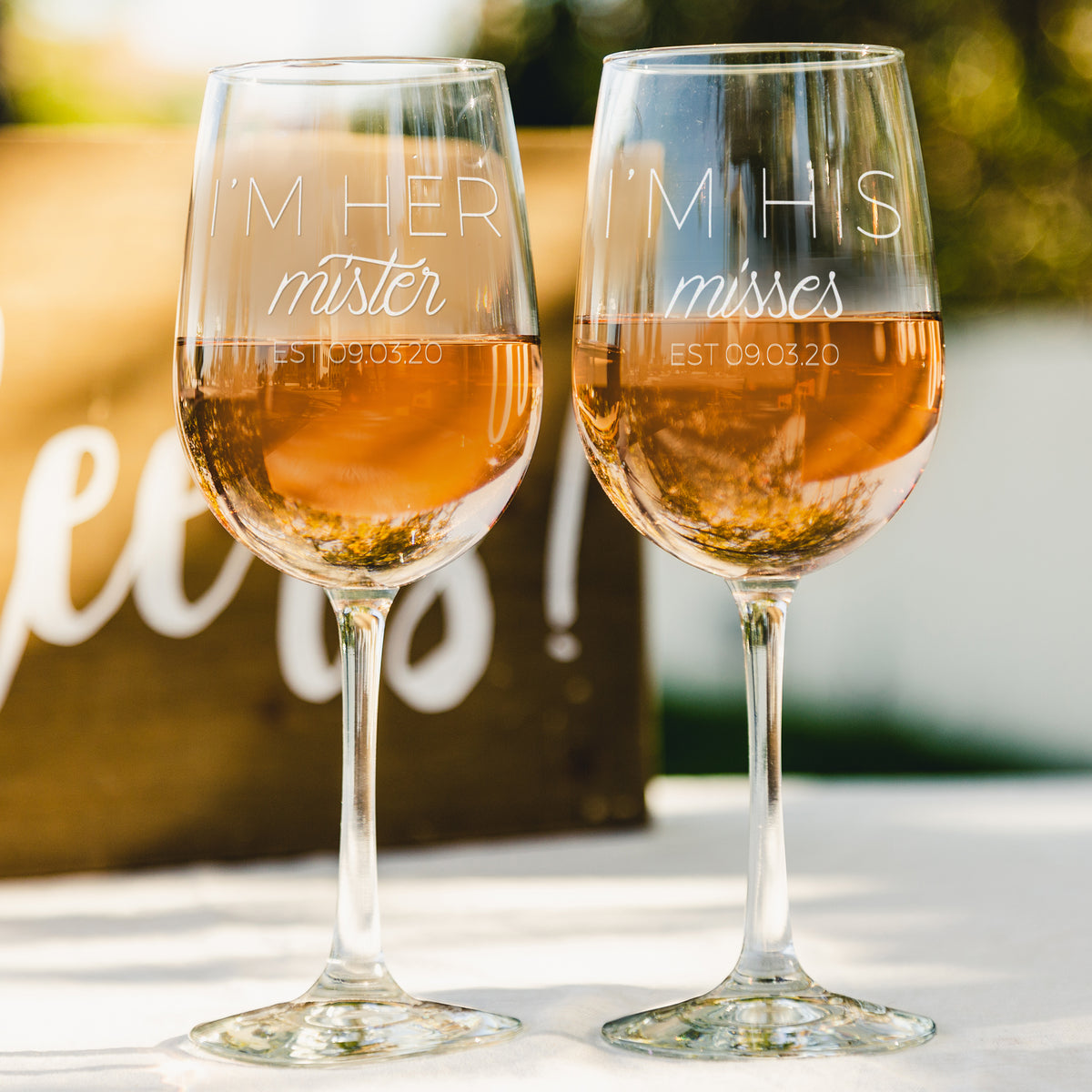 Etched Wine Glass Set and White Wine